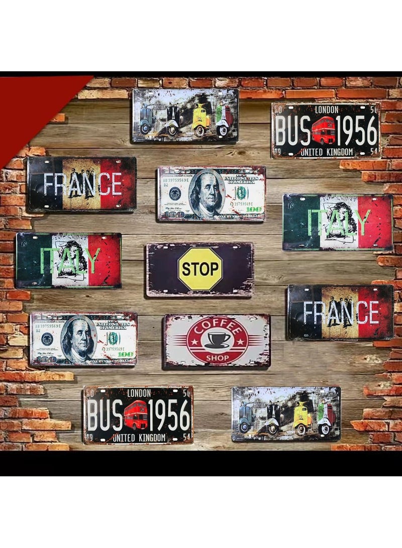 LINGWEI Wall Decorative Metal Plate Tin Sign Multicolour 30x15cm 6pcs - Image 4