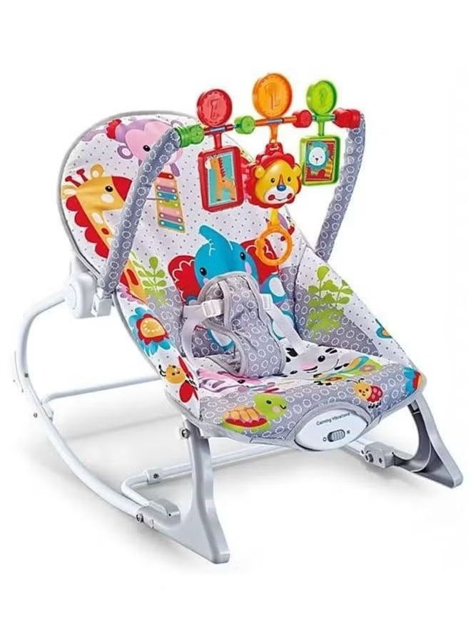 Baby rocking chair baby multifunctional music vibration shaker lightweight folding children's rocking chair coax baby recliner grey - Image 1