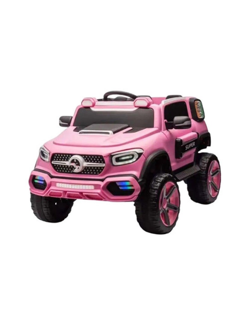 4-motor electric kids car, 12V battery, with open doors and stunning lighting, vibrator mode, USB/Aux music, remote control