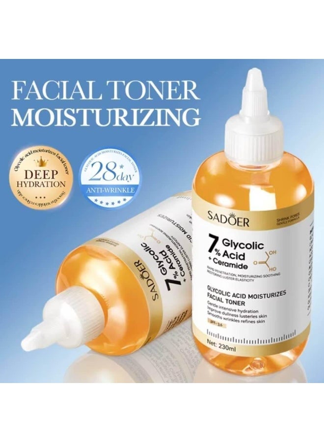 SADOER Glycolic Acid 7% Facial Toner with Ceramides, Moisturizing and Anti-Wrinkle 230ml - Image 3