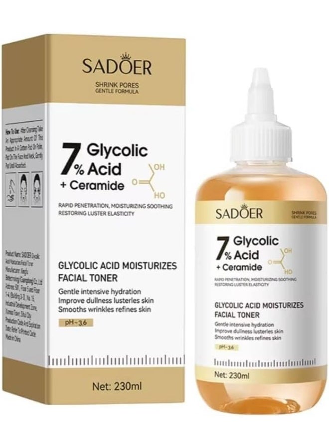 SADOER Glycolic Acid 7% Facial Toner with Ceramides, Moisturizing and Anti-Wrinkle 230ml - Image 1