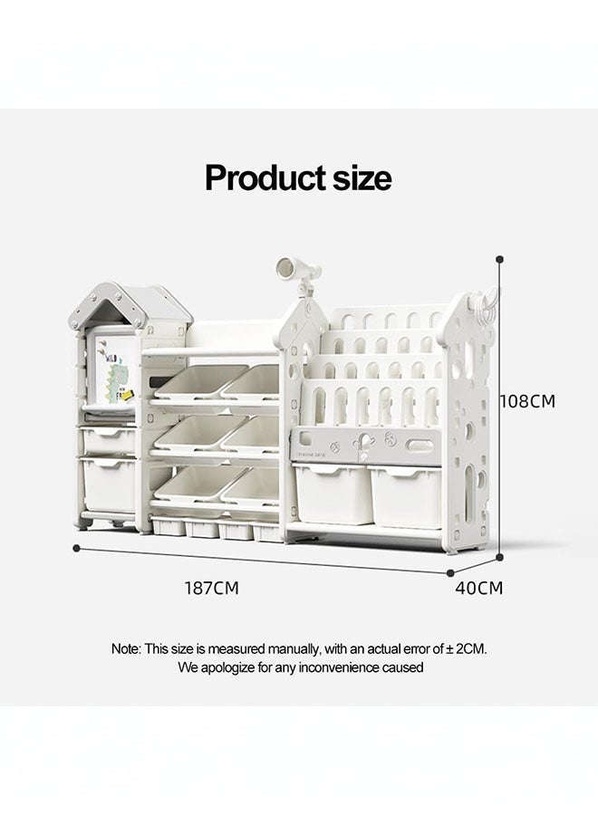 بيوينتي منظم تخزين الألعاب للأطفال ورف الكتب للأطفال ، مع رف 4 طبقات و 14 سلة بلاستيكية قابلة للإزالة ، ودراج قابلة للسحب رف متعدد الأغراض للأطفال الصغار لتنظيم الألعاب والكتب - Image 2