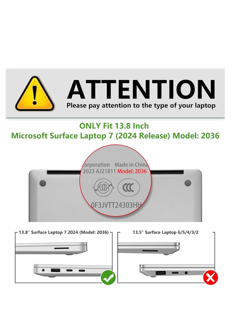 Protective Case for 13.8 Inch Microsoft Surface Laptop 7 2024 Release, Hard Shell Transparent Cover with Durable and Lightweight Design,Black - Image 3