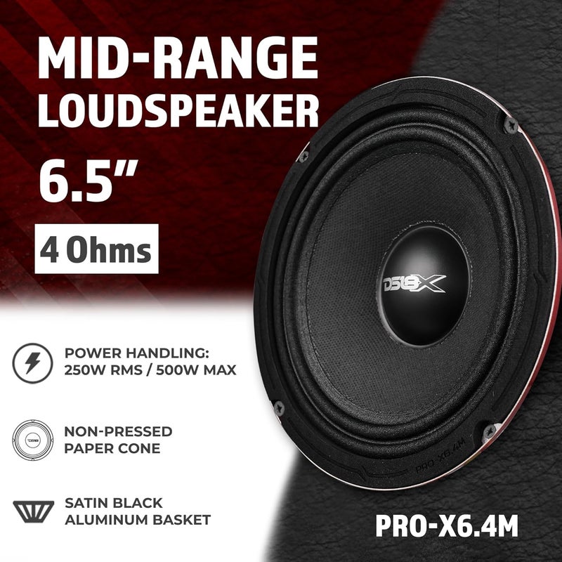 DS18 مكبر الصوت DS18 PRO-X6.4M - مكبر صوت متوسط 6.5 بوصة مع رصاصة ألمنيوم حمراء، 500 واط أقصى طاقة - Image 2