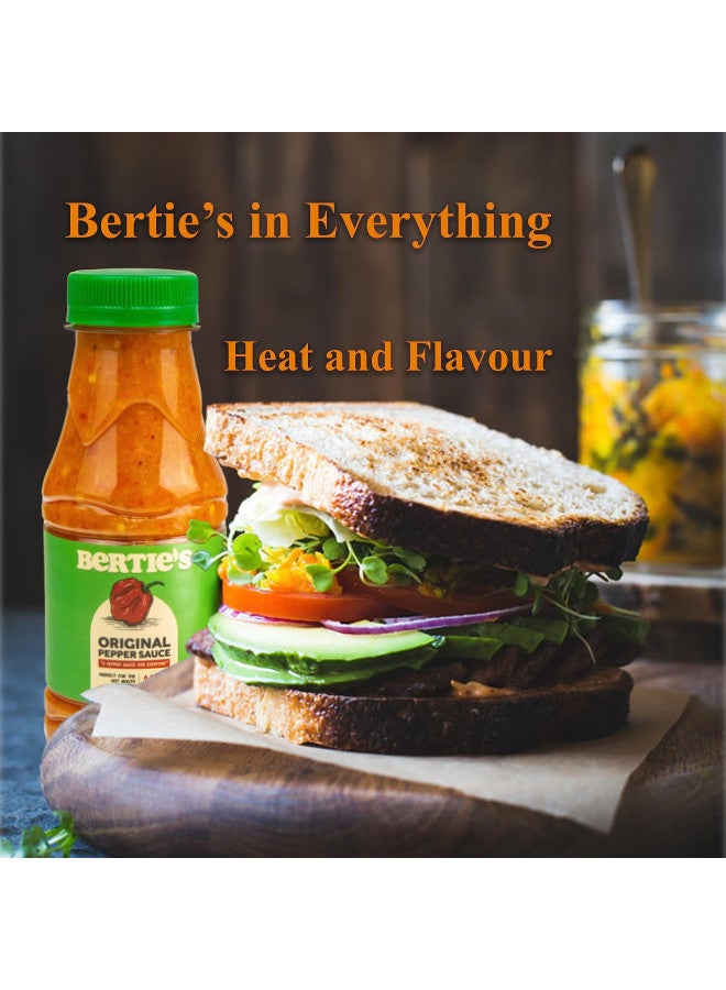 Bertie's Original Pepper Sauce (10 Oz/300ml) | Great Flavour And Heat | Made With Fresh Trinidad Moruga Red And Scotch Bonnet Yellow Peppers | Tastes Like Home Made - Image 1