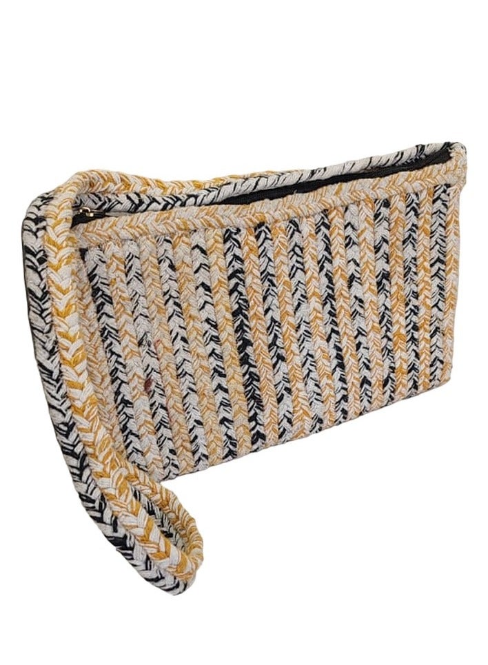 Fusion Republik Ethnic Dari Jute Cotton Sling Bag,Brige & Black  - Image 1