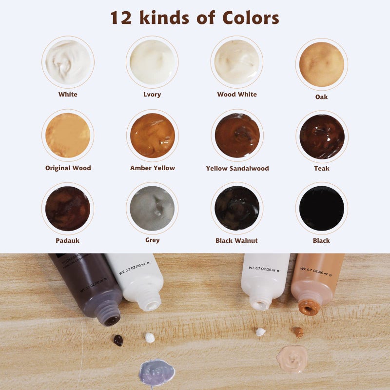 SEISSO Wood Furniture Repair Kit, 12 Colors Wood Repair fillers with Wood Putty. Used for Stains, Scratch, Wood Floors, Stains, Tables, Desks, and Cover Ups - Image 3