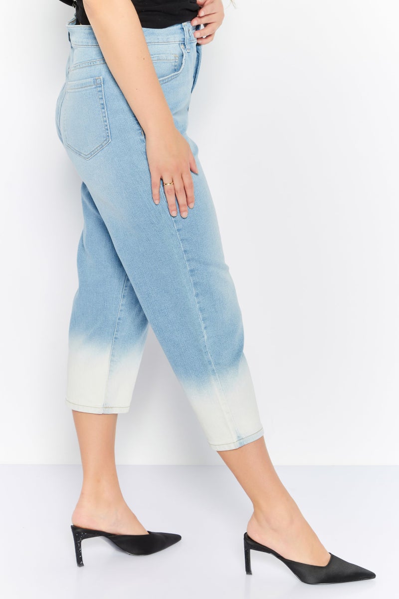 Style&Co Women Petite Washed Stretchable Capri Pants, Light Blue - Image 3