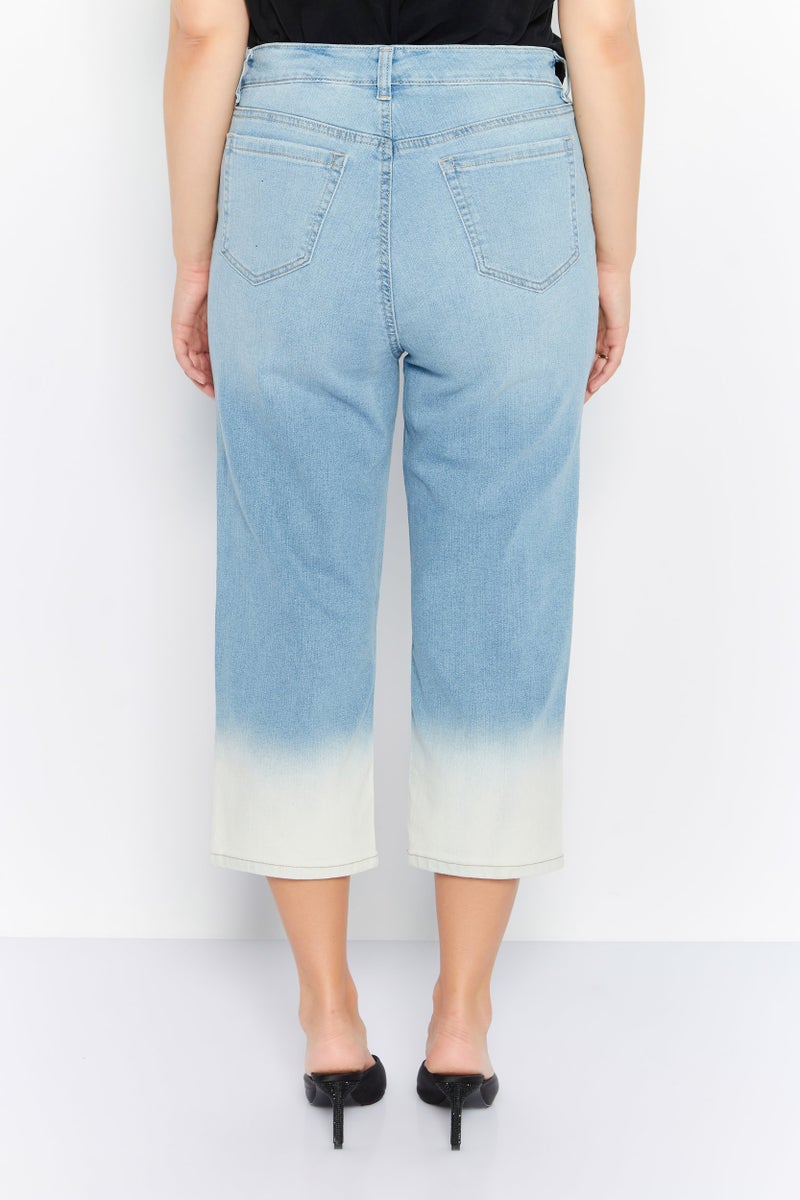 Style&Co Women Petite Washed Stretchable Capri Pants, Light Blue - Image 4