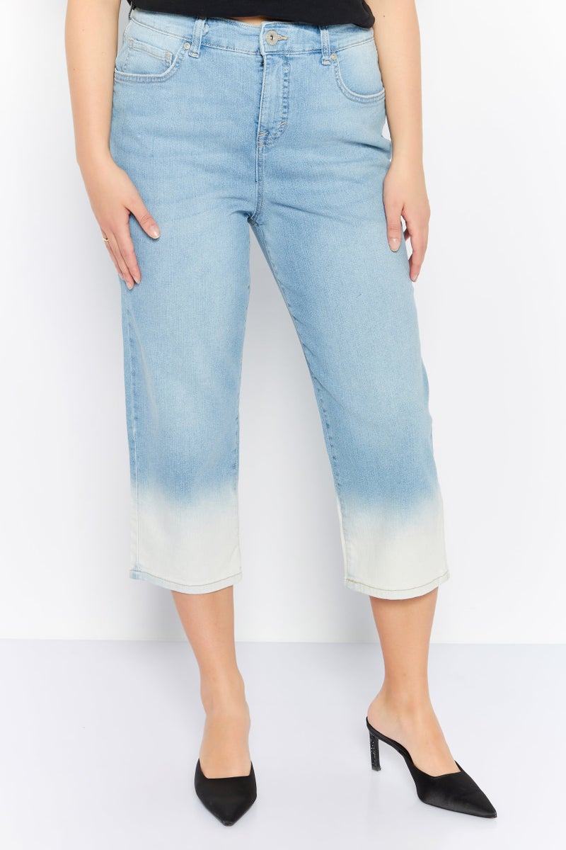 Style&Co Women Petite Washed Stretchable Capri Pants, Light Blue - Image 1