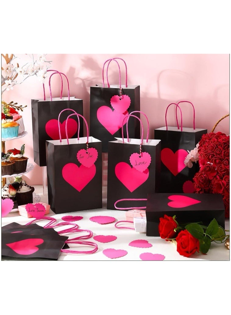 12 قطعة من حقائب هدايا عيد الحب على شكل قلب، حقائب تسوق، حقائب هدايا للحفلات، حقائب حمل - Image 3