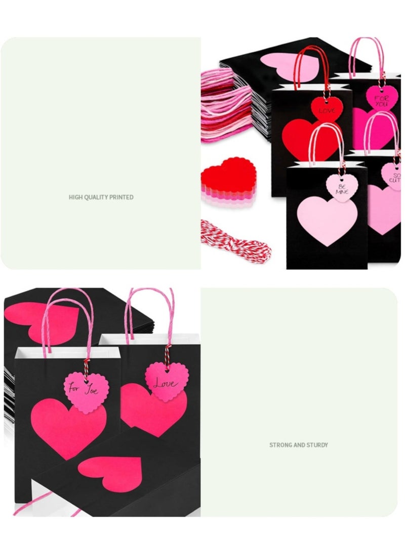 12 قطعة من حقائب هدايا عيد الحب على شكل قلب، حقائب تسوق، حقائب هدايا للحفلات، حقائب حمل - Image 5