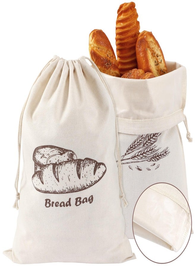 Augshy Bread Bags, 2 Pack Bread Bags for Homemade Bread,17.7 * 11.8in Linen Bread Bag -Inside Lining to Keep Bread Fresh -Reusable Bread Bags - Image 1