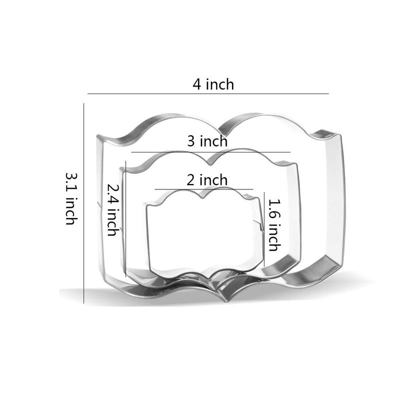 Keewah Book Cookie Cutter Set - 3 Piece - Stainless Steel - Image 2