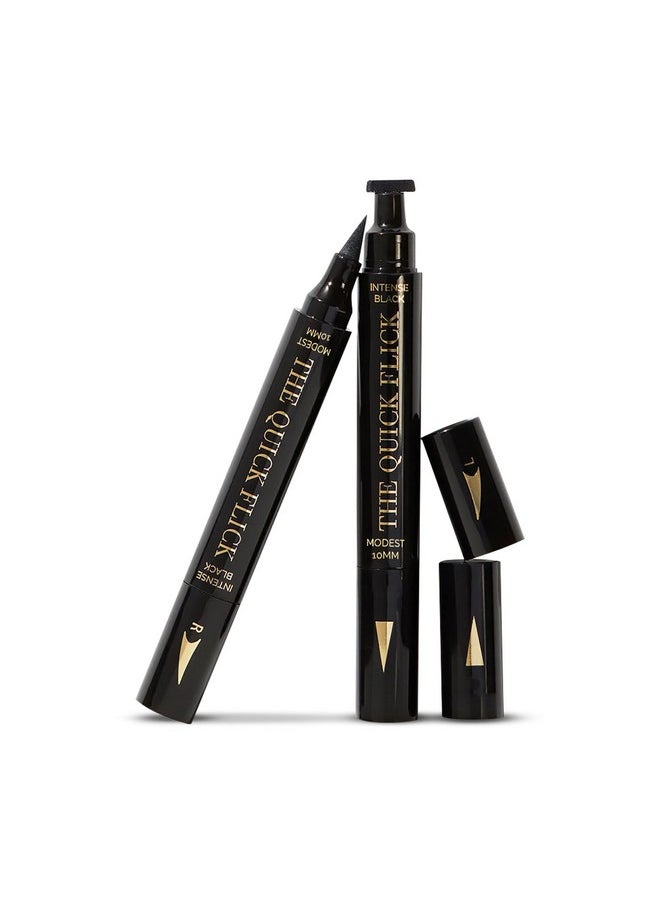 The Quick Flick - Wings Eyeliner Stamp, Felttip Liquid Eyeliner, Waterandsmudgeproof Cat Eyeliner, Intense Black Liquid Eyeliner Pen, To The Point 10Mm (2Mm Thickest) Winged Eyeliner Stamp, 2 Pens - Image 1