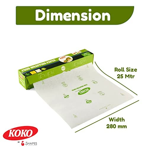 KOKO Premium Multipurpose Food Wrapping Paper Roll - 25 Mtr & Bakeoven Paper -20 Mtr | Oil Absorption | Keep Food Safe & Fresh | Roti Wrapping Paper Roll and Non-Stick Butter Wrapping APER for Kitchen - Image 4