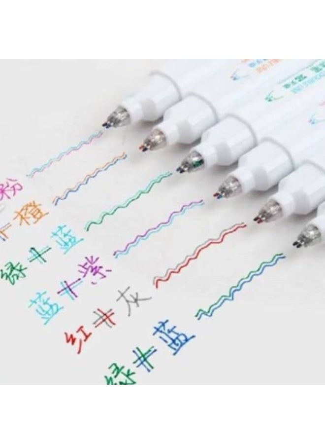 Highlighter and highlighter pen, 2 sides and 2 tips. One side has 2 thick tips, and the other side has 2 fine tips for highlighting in colors. Set includes 3 pens. - Image 2