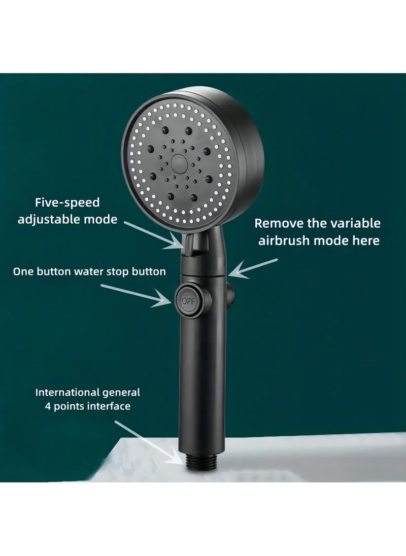 Arabest - High Pressure Multifunction Hand Spray Head with 5 Modes, 360° Adjustable Detachable Hydro Jet Shower Head and Pause Switch - Image 1