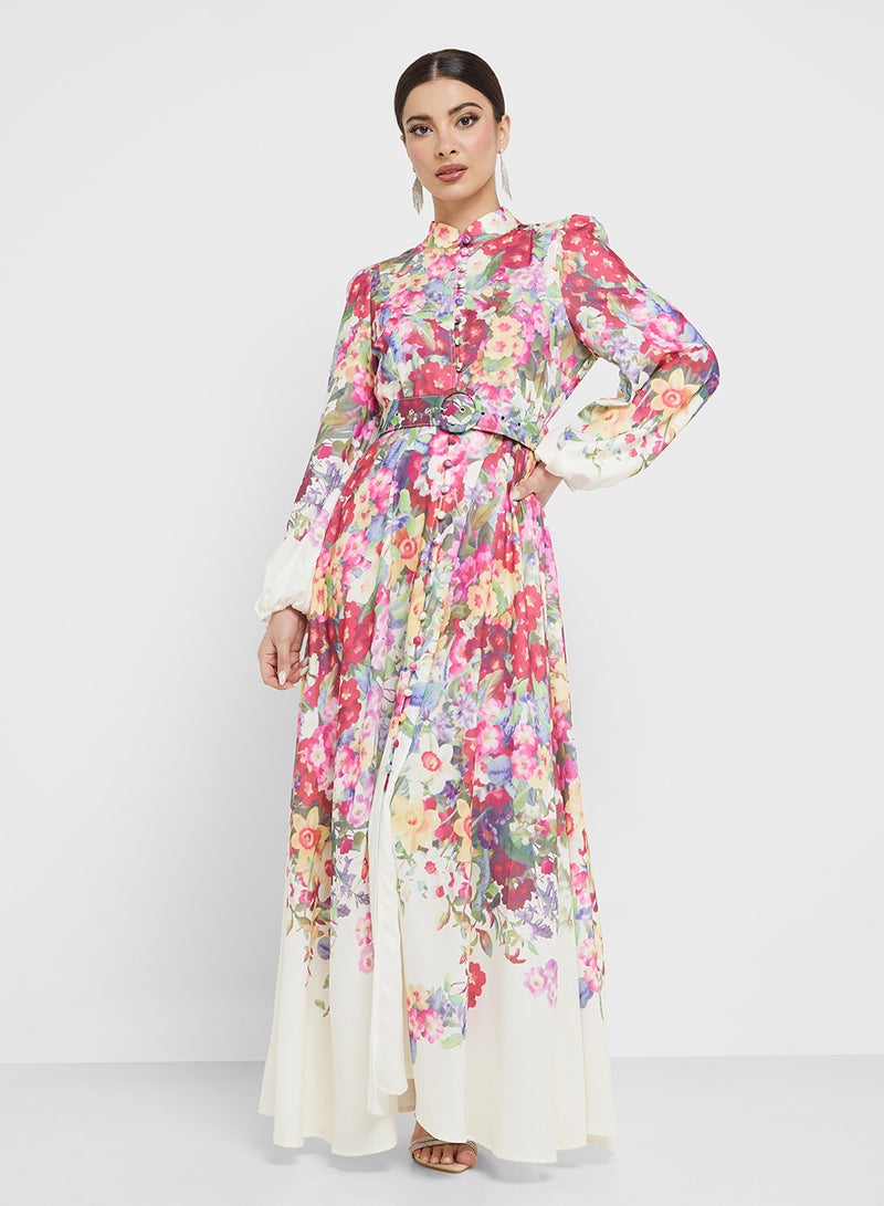 خزانة فستان ماكسي بطبعة زهور - Image 4