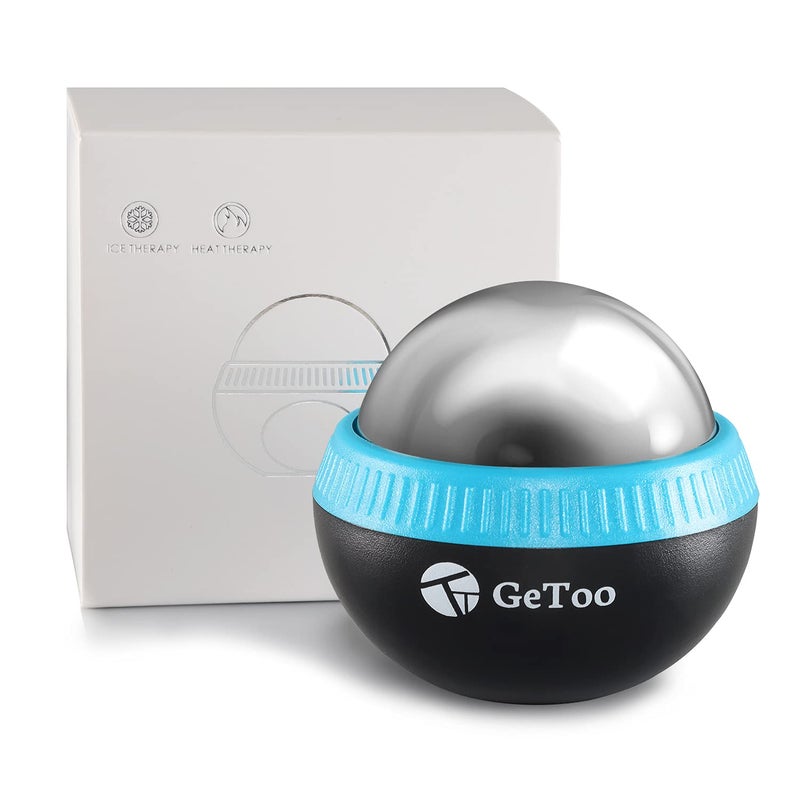 GeToo Cryosphere Cold Massage Roller Ball 28 Inch Ice Massage Ball for Deep Tissue 6 Hours Cold Therapy Detachable Rolling Ball Blue and Black