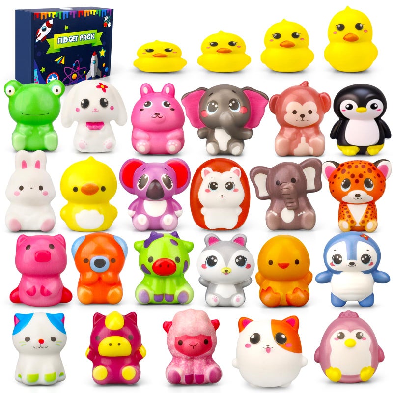 LNCOJOLM 24 PCS Party Favors Squeeze Squishies Fidget Sensory Toys for Kids Slow Rising Soft Animal for Stress Relief EDC Cute Rabbit Cat Duck Birthday Gift Party Supply Easter Egg Filler - Image 3