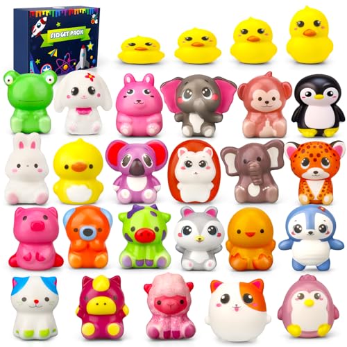 LNCOJOLM 24 PCS Party Favors Squeeze Squishies Fidget Sensory Toys for Kids Slow Rising Soft Animal for Stress Relief EDC Cute Rabbit Cat Duck Birthday Gift Party Supply Easter Egg Filler - Image 1