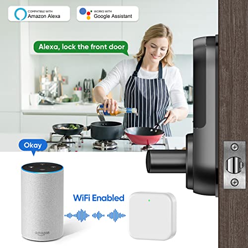 Sifely Keyless Entry Smart Lock - Fingerprint & Keypad Access, Front Door Handle, Black - Image 5