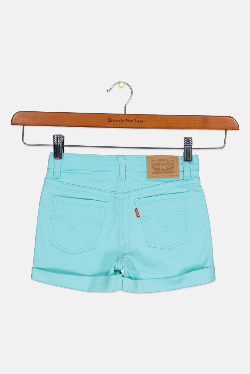 Levi's Kids Girl Solid Shorts, Turquoise - Image 2