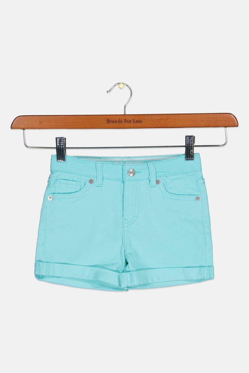 Levi's Kids Girl Solid Shorts, Turquoise - Image 1