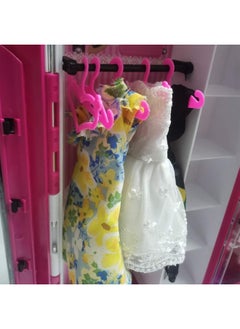 E-TING ETING 60 PCS Pink Plastic Little Hangers for Girl Doll Dress Clothes Gown Doll Clothes Accessories  - Image 5