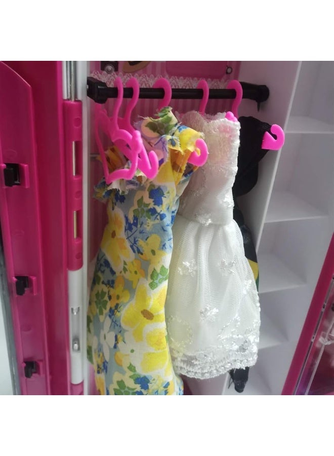 E-TING ETING 60 PCS Pink Plastic Little Hangers for Girl Doll Dress Clothes Gown Doll Clothes Accessories - Image 5