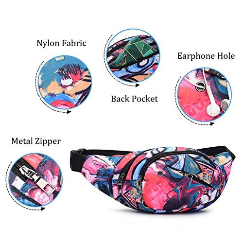 DAITET Dragonfly Fanny Pack for Men&Women, Crossbody Dragonfly Waist Bag with Adjustable Belt, Large Capacity Bum Bag for Traveling Hiking Cycling Workout Casual(Black Dragonfly) - Image 4