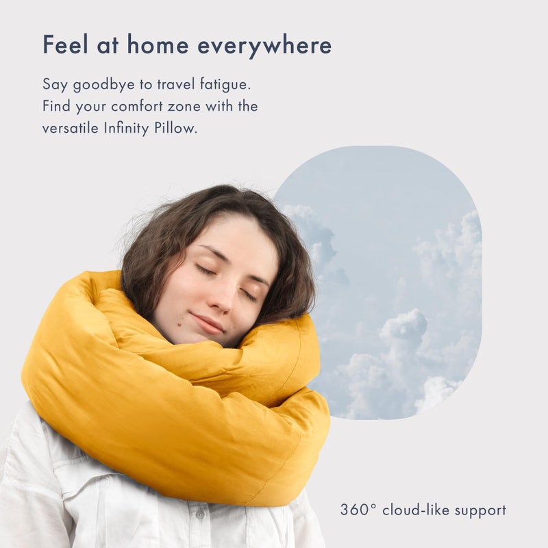 Huzi Huzi Infinity Pillow - Travel Neck Pillow - Versatile Soft 360 Support Scarf - Machine Washable - Home Travel Flight Road Trips (Ochre Yellow)  - Image 2