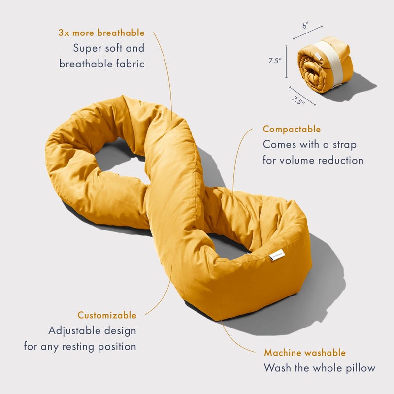 Huzi Huzi Infinity Pillow - Travel Neck Pillow - Versatile Soft 360 Support Scarf - Machine Washable - Home Travel Flight Road Trips (Ochre Yellow)  - Image 3