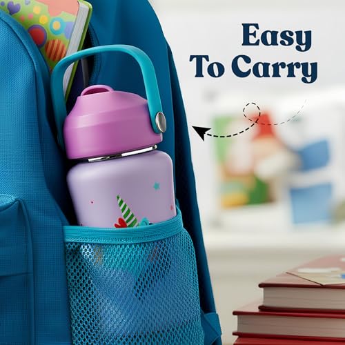 rabitat Steel Play 3.0 Water Bottle for School Kids 350ml, 1+1 Year Brand Warranty | Steel Water Bottle | Steel Bottles | BPA-Free Leak-Proof, Flip-Lock Sipper, EasyCarry Handle Love you to the moon - Image 4