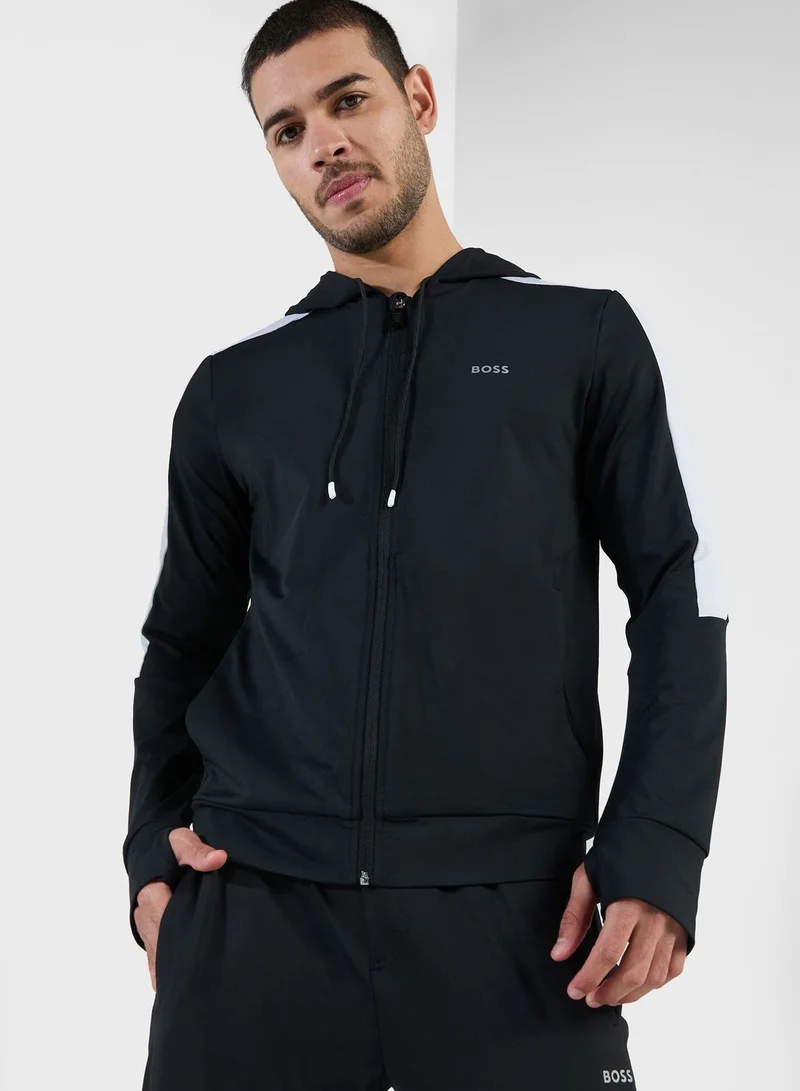 BOSS Colour Block Zip Through Hoodie