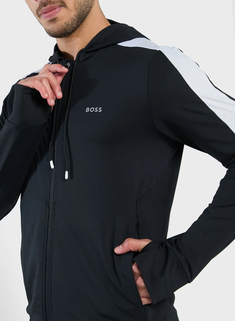 BOSS Colour Block Zip Through Hoodie