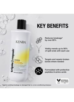 Kenra Triple Repair Shampoo Targets & Repairs Weak Or Broken Bonds Split Ends Damaged Hair Bond Builder Sulfatefree 10.1 Fl. Oz.  - Image 2