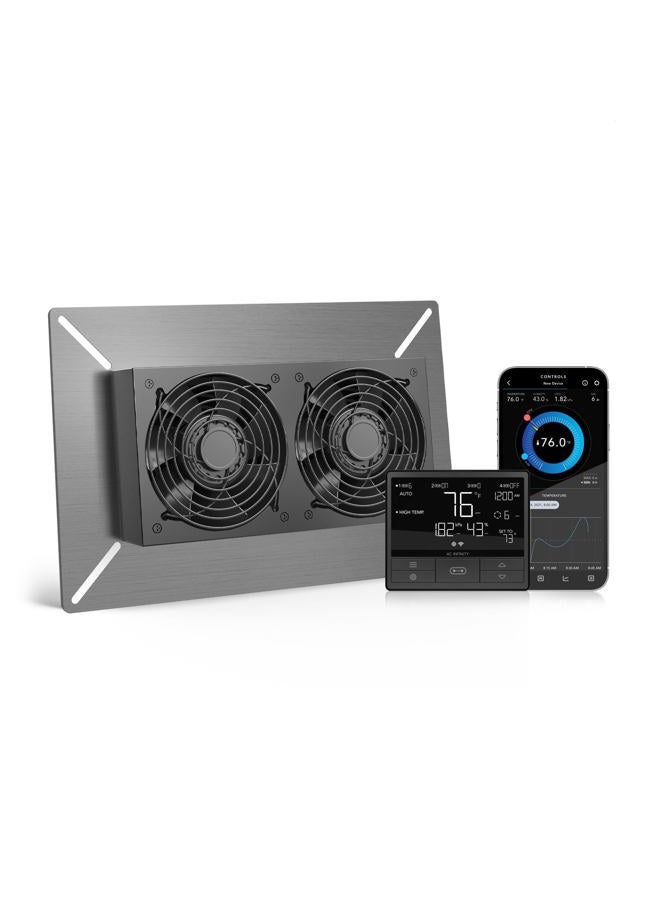 AC Infinity مروحة AIRTITAN T7 بقطر 300 مم مع وحدة تحكم في درجة الحرارة والرطوبة لغرفة الزحف، القبو، المرآب، العلية، الزراعة المائية، الخيام - Image 1