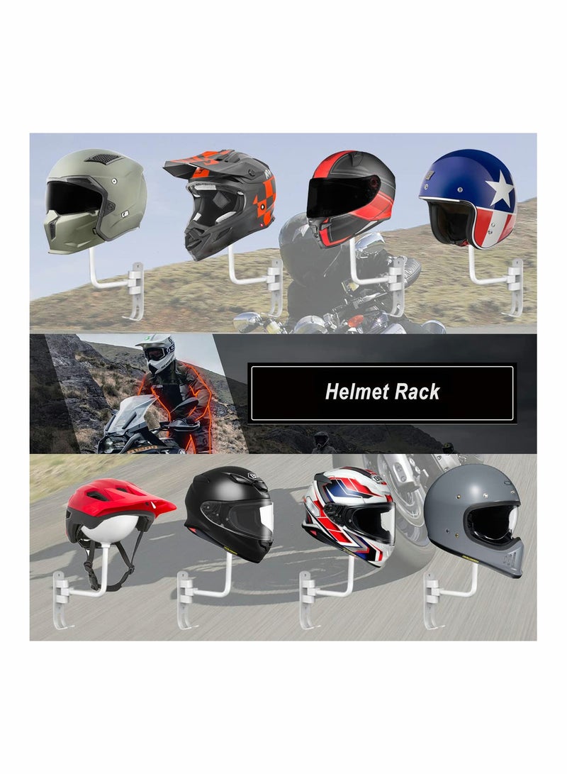 Motorcycle Helmet Rack, 180° Rotation Metal Helmet Holder Wall Mount, Helmet Holder Bike with 2 Hooks Helmet Hanger for Motorcycle Bike Coats, Caps, Baseballs, Rugby Helmet - Image 3