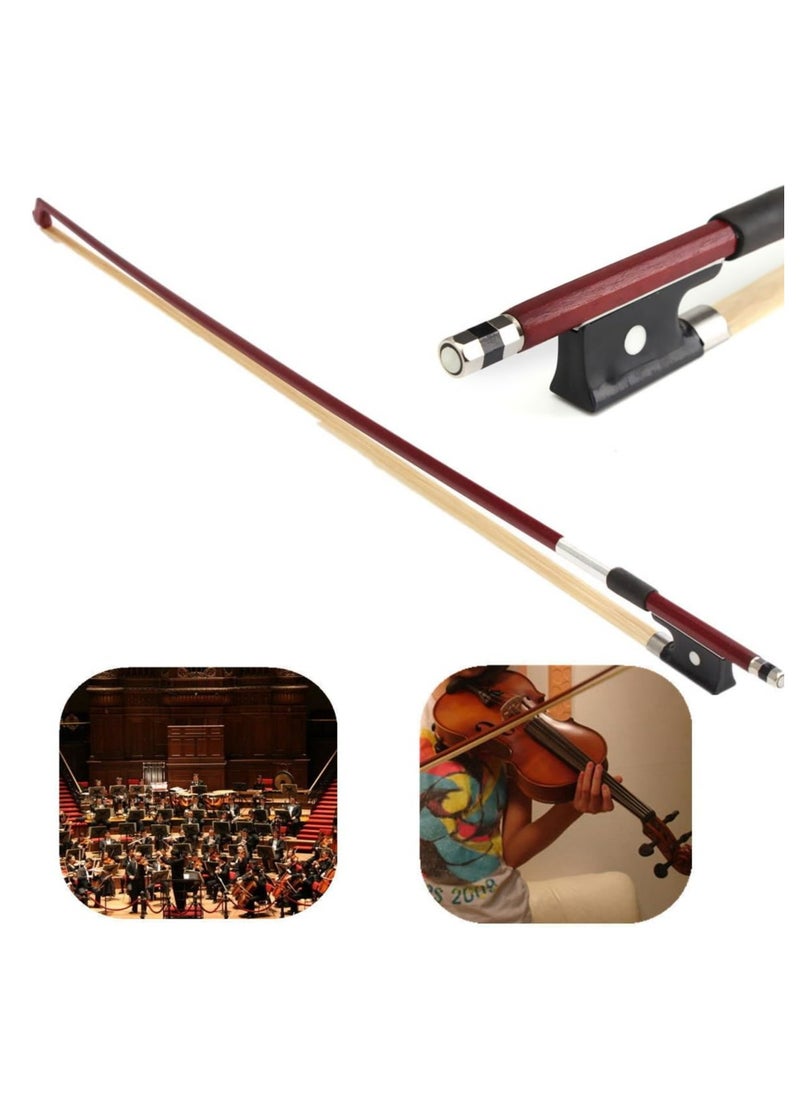 Mike Music 1/8 Violin Bow Professional 1/8 Brazilwood Ebony Frog Violin Arbor White Horsehair Violin Bow  - Image 1