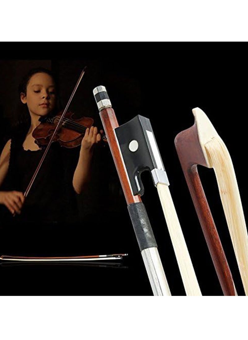 Mike Music 1/8 Violin Bow Professional 1/8 Brazilwood Ebony Frog Violin Arbor White Horsehair Violin Bow  - Image 5