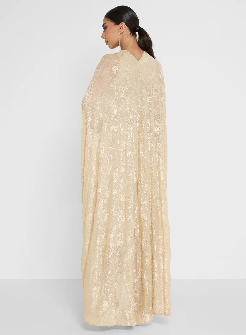 Golden Apple Wrinkle Broche Belted Dress