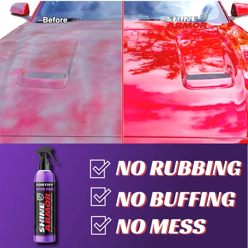 SHINE ARMOR Fortify Quick Coat High Performance Ceramic Coating, Car Wax Spray, Hydrophobic Top Coat Polish and Polymer Paint Sealant Protection for Vehicle Leather Seat, Tires, Bumpers, Rims Made in - Image 4