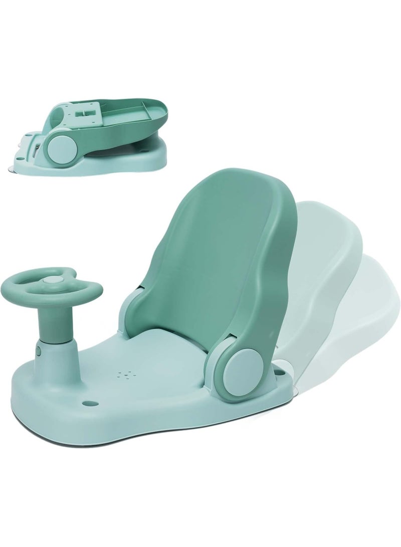 NANAO كرسي استحمام للأطفال مع مسند ظهر قابل للتعديل وكوب شفط قابل للطي ومضاد للانزلاق، كرسي استحمام محمول للأطفال مناسب للأطفال من 6-24 شهرًا - Image 1