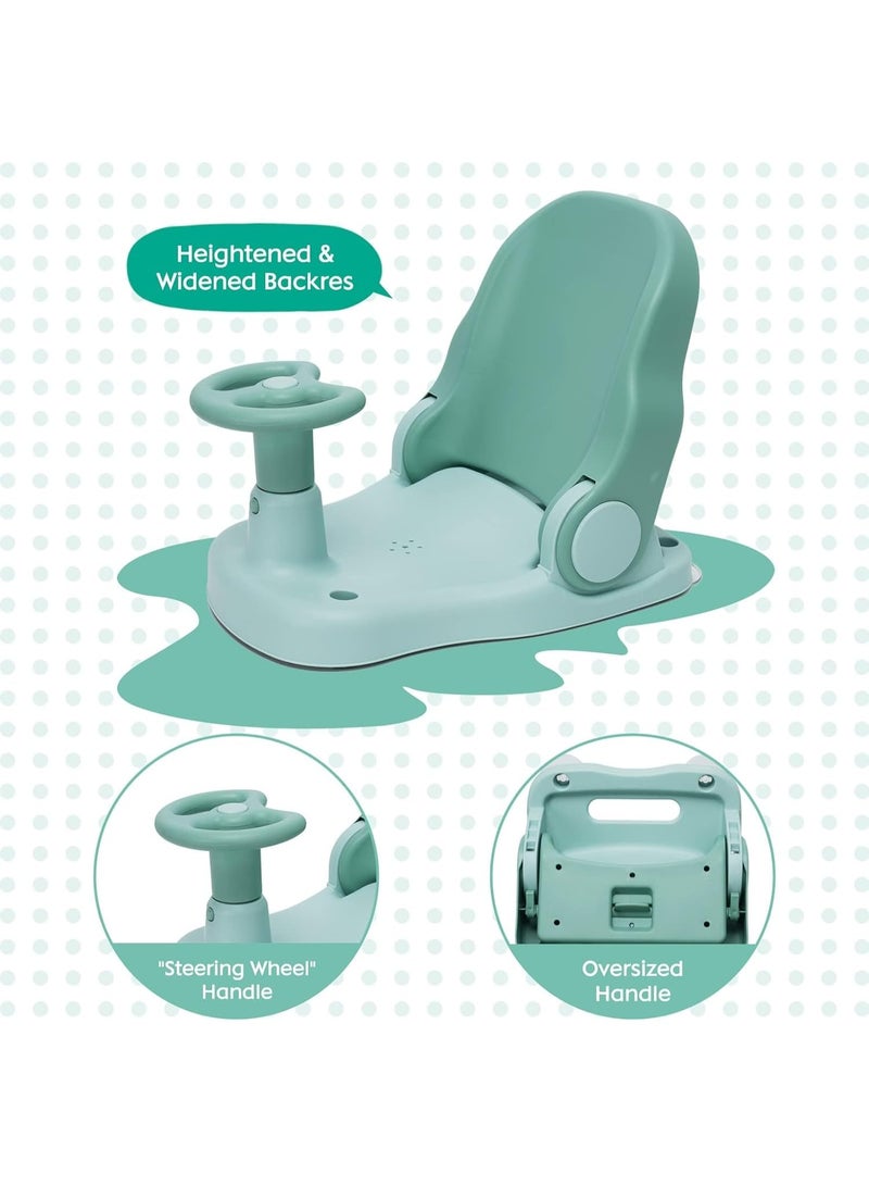 NANAO كرسي استحمام للأطفال مع مسند ظهر قابل للتعديل وكوب شفط قابل للطي ومضاد للانزلاق، كرسي استحمام محمول للأطفال مناسب للأطفال من 6-24 شهرًا - Image 4