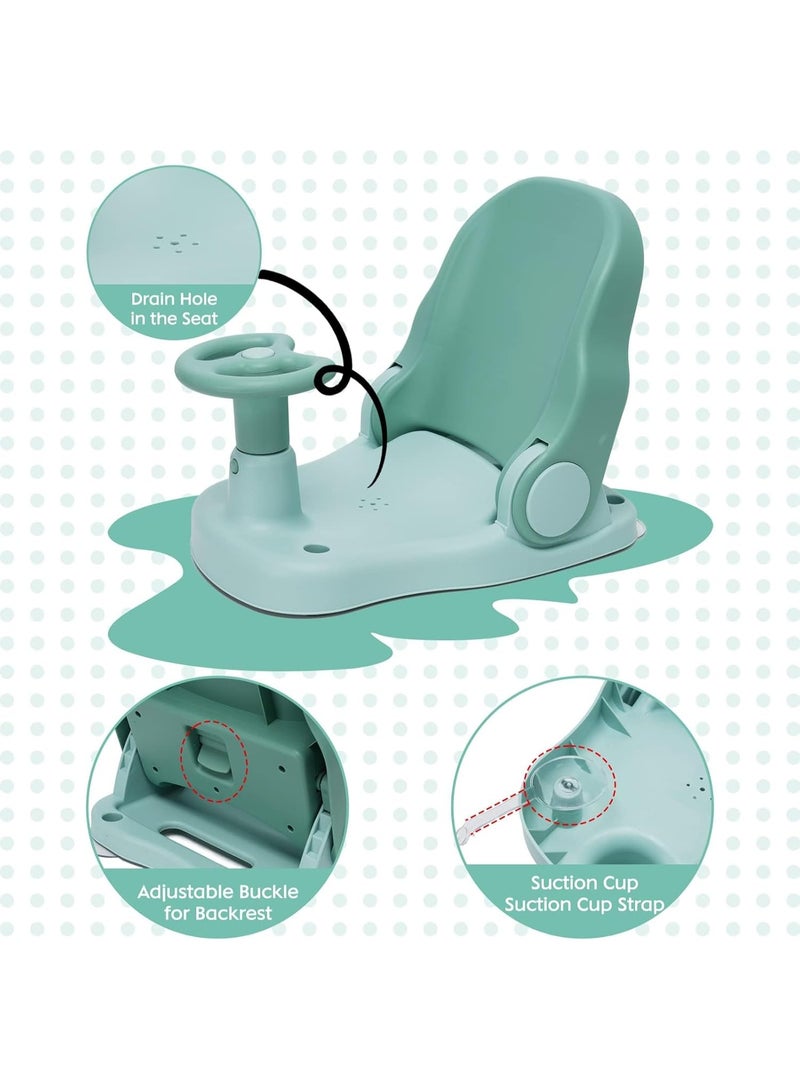 NANAO كرسي استحمام للأطفال مع مسند ظهر قابل للتعديل وكوب شفط قابل للطي ومضاد للانزلاق، كرسي استحمام محمول للأطفال مناسب للأطفال من 6-24 شهرًا - Image 3