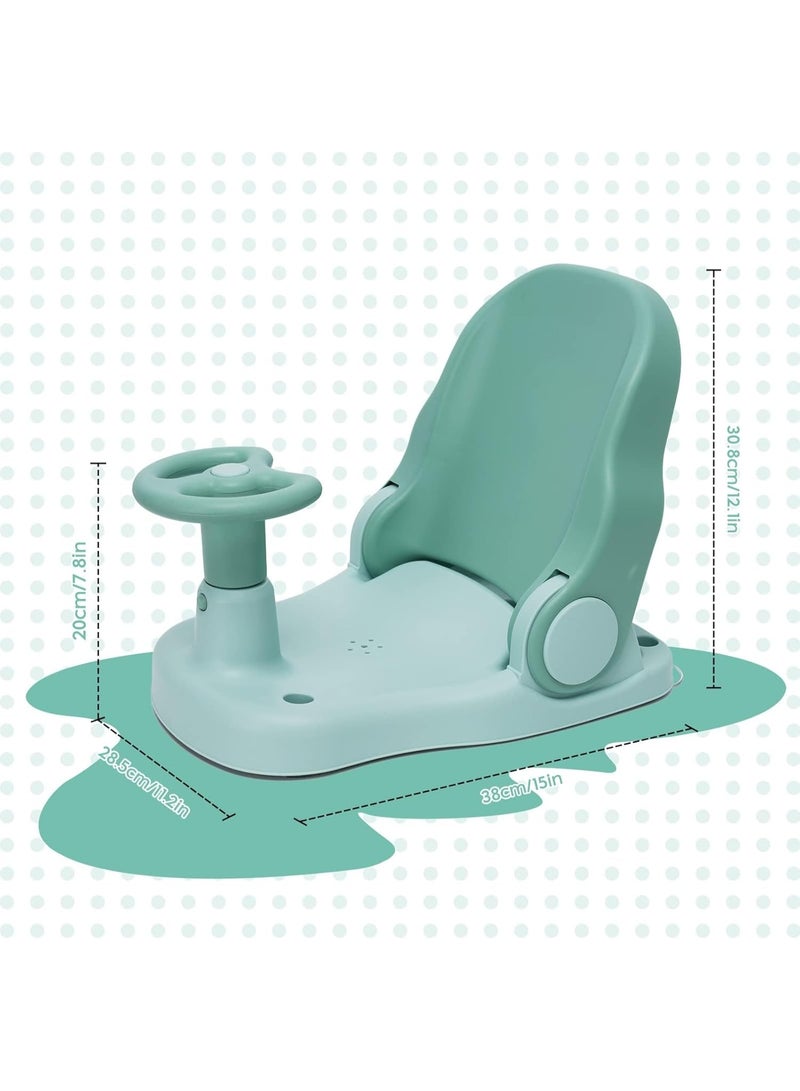 NANAO كرسي استحمام للأطفال مع مسند ظهر قابل للتعديل وكوب شفط قابل للطي ومضاد للانزلاق، كرسي استحمام محمول للأطفال مناسب للأطفال من 6-24 شهرًا - Image 2