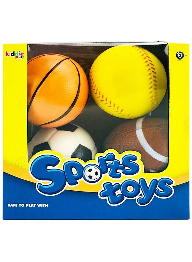 Kiddie Play مجموعة من 4 كرات للأطفال 4" كرة قدم ناعمة كرة قاعدة كرة سلة و 6" كرة قدم للأطفال - Image 4