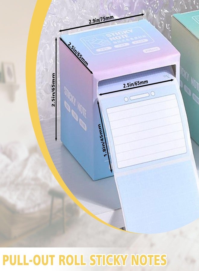 Bagentry 2 Sticky Full Adhesive Notes Roll Tape with Pull Out Dispenser Boxes, 512 Sheets Sticky Notes 1.7 x 2.4 Inch, Self-Stick Memo Pads Sticker Label for Noting Writing (Purple & Pink) - Image 2